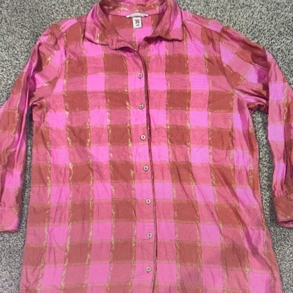 Victoria's Secret Pink and Brown Plaid Sleep Shirt